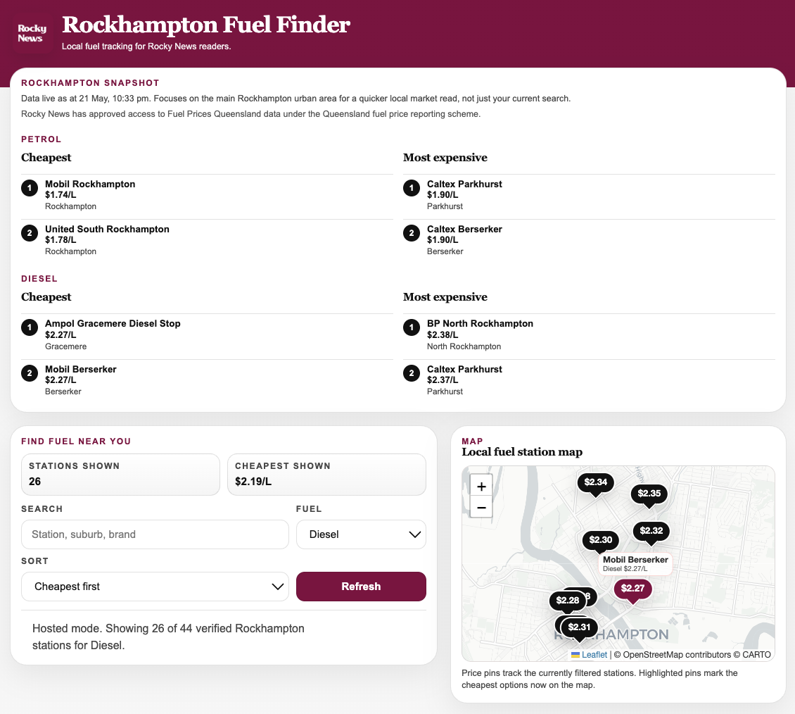 Rockhampton Local Fuel Finder